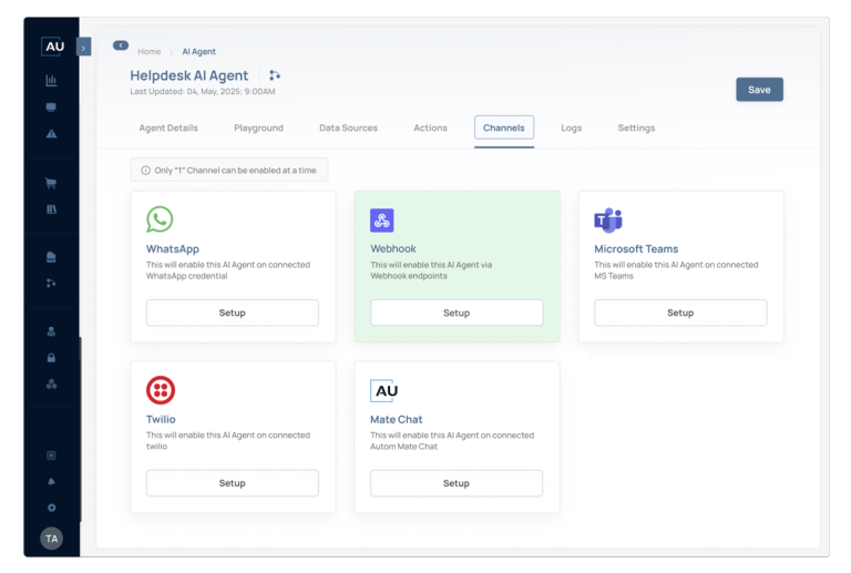Web, Teams, Slack ve WhatsApp kanallarında dağıtılan yardım masası yapay zeka ajanı